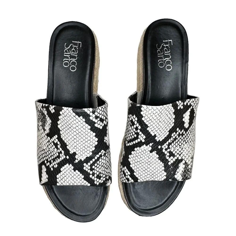 Franco Sarto Tola Espadrille Snake Print Sandal Slide 8.5